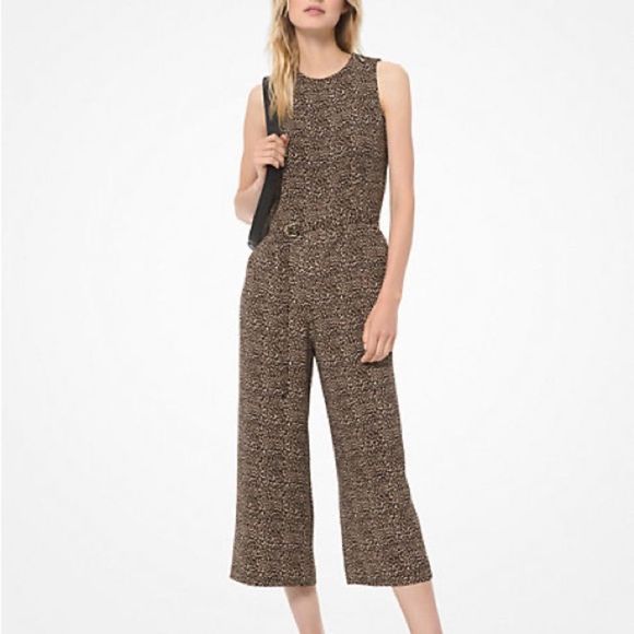 MICHAEL KORS cropped leopard jumpsuit - Picture 1 of 9